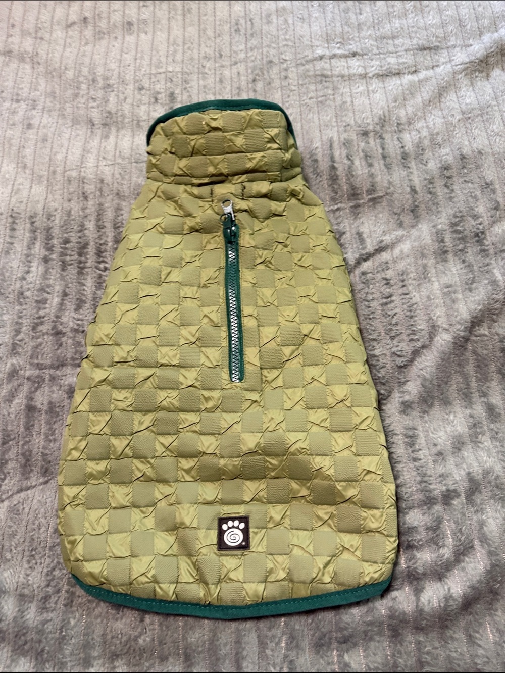 Paw Print Quilted Dog Vest Jacket in Olive Green